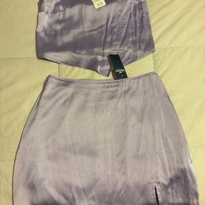 Hollister satin mini skirt and handkerchief top